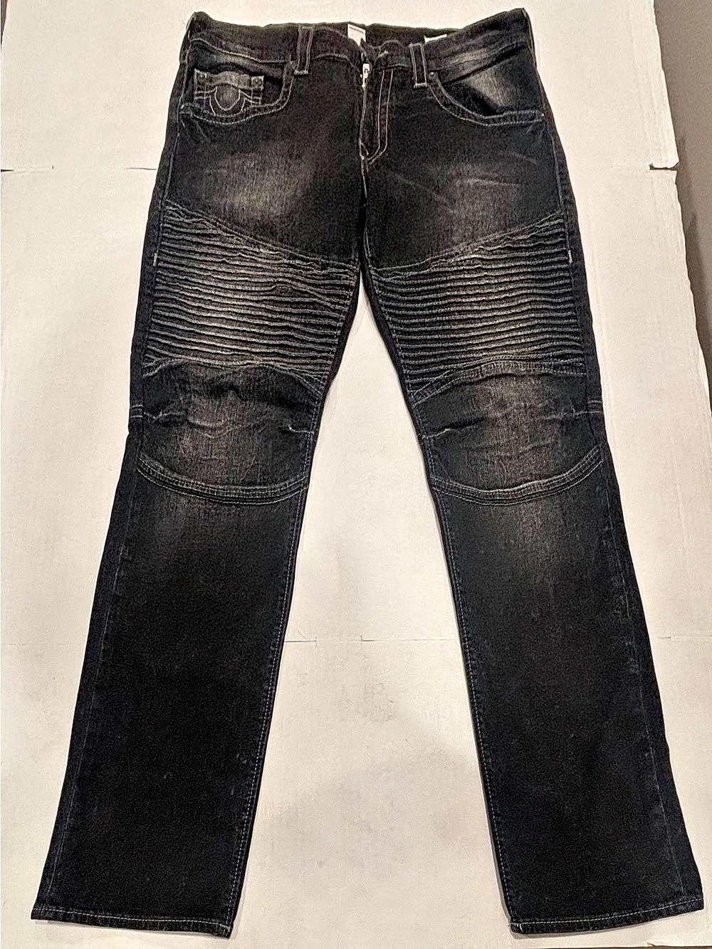 True Religion Moto Bootcut Jeans Black Waist 36